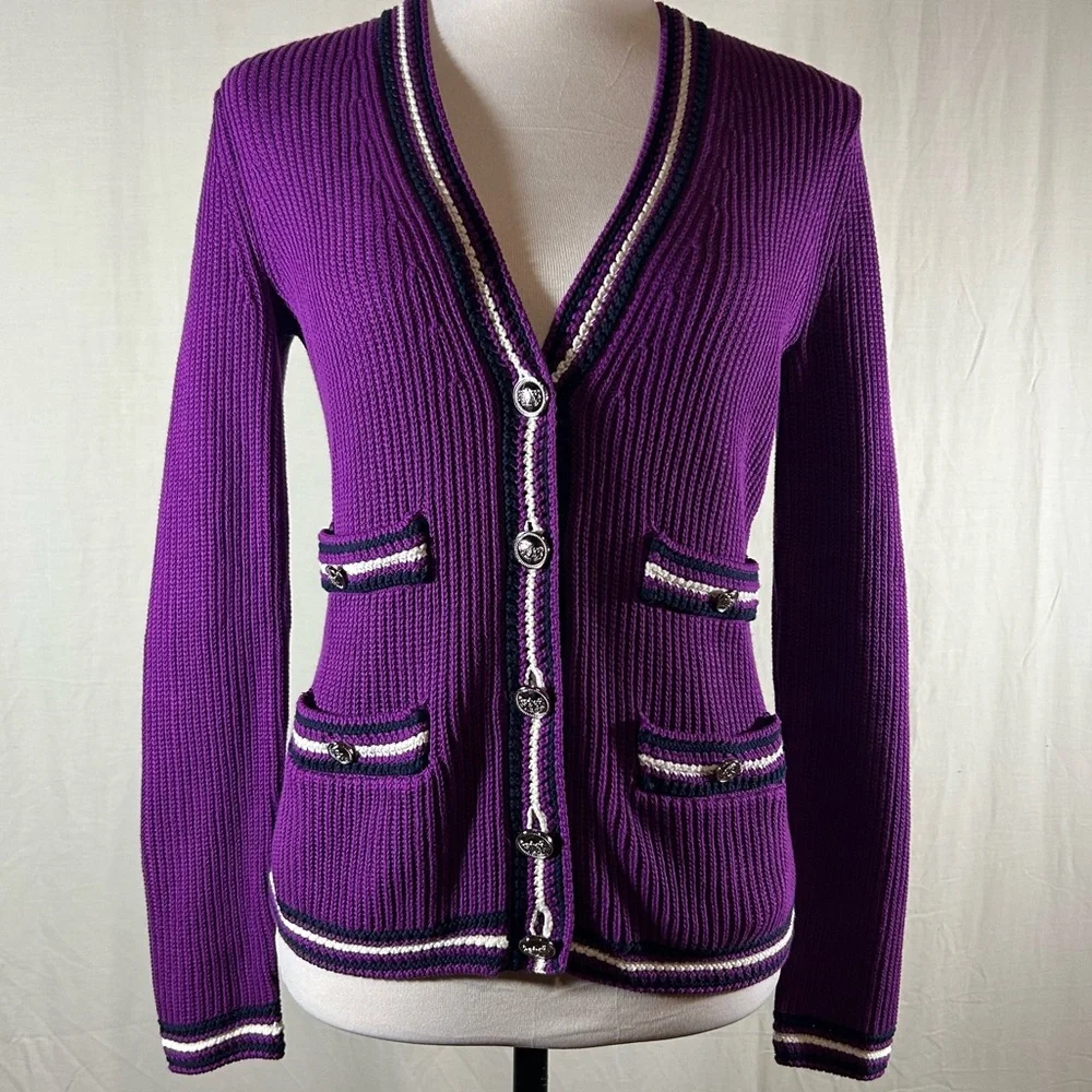 Talbots V-NECK CARDIGAN - TEXTURE
STRIPE - Picture 4 of 16